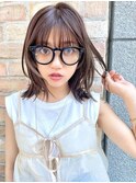 レイヤーカット*顔周りレイヤー*姫カット*ミディアム*ベージュ