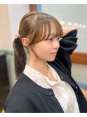 ミニウルフレイヤーカット顔周り前髪韓国ミディアムロング/柏柏