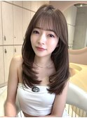 レイヤーカット ブリーチなしダブルカラー ミルクティー
