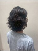 大人可愛いアッシュブラウン小顔ウェーブショート40代50代