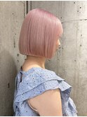 ミルクティーピンクアッシュベージュレイヤーボブウルフボブ
