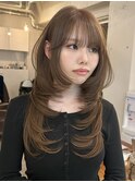 韓国風/レイヤー/前髪カット/オリーブ/透明感/ハッシュカット
