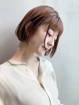 アルバム 銀座(ALBUM GINZA) ミニボブ_ココアブラウンフリンジウェーブセシルカット_67657