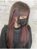 インナーカラー、フェイスフレーミング、コットンピンク