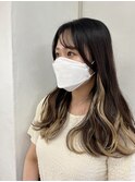 インナーカラーエクステ 韓国風ヘア ベージュカラー