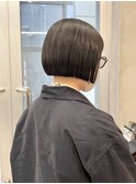 ミニボブボブ切りっぱなしボブワイドバングぱっつん前髪