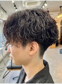 波巻きパーマメンズパーマメンズヘアツーブロックツイストパーマ
