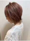 ピンクベージュダブルカラー_イメチェンミニウルフショート_264