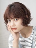 大船駅ショートヘア顔周りレイヤーボブオリーブベージュカラー◆