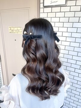 ソノ(sono) ハーフツイン ダウンスタイル  ベロアリボン