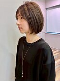 ショートボブ 顔周りカット ミニボブ ベージュカラー 20代