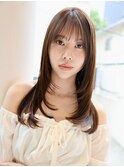 垢抜け/透け感/ミルクティーアッシュ/レイヤーロング