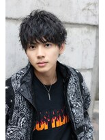 ネイビー(NAVY)&nbsp;ソフトツイストパーマ 黒髪ショートレイヤー ラウンドマッシュ