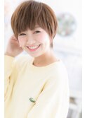小顔☆厚めバング暖色系カラー丸みショートマッシュa1