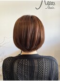 20代30代ミニボブココアブラウン小顔美肌ストレート丸み