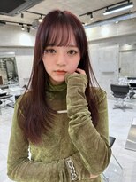 サイン 渋谷(SIGN)&nbsp;黒髪グレーベージュレイヤーロング前髪パーマ