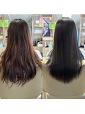 髪質改善カラー／ブルーアッシュ／ブラック／20代／30代／