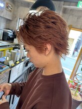 ニュアンスパーマ/ニュアンスパーマダブルカラー/ブリーチ/刈り上げなし/メンズカット/メンズカラー/men's