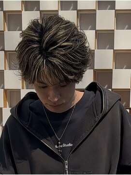 オーシャントーキョー 仙台(OCEAN TOKYO) ハイライトフェザーショートパーマメンズニュアンス仙台