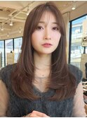 ロングヘア30代40代ストレートレイヤー前髪なし前髪あり表参道