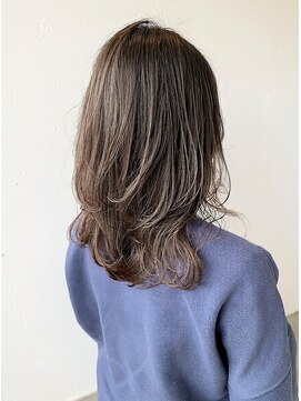 エルプラスヘアー 平尾店(L+hair) 艶感髪質改善カラー大人可愛いグレージュウルフカットロング