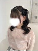 編みかけハーフツイン