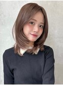 ブラウンベージュミディアムシャギーカットハッシュレイヤー渋谷