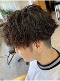 波巻きパーマメンズパーマメンズヘアツーブロックツイストパーマ