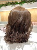 コテ巻き風パーマ　　ミディアムスタイル