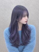 エニル 越谷店(enil)&nbsp;ラベンダーネイビー×韓国風ロング[透明感/艶カラー]