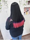 10代20代30代 黒髪+ピンク裾カラー ストレート