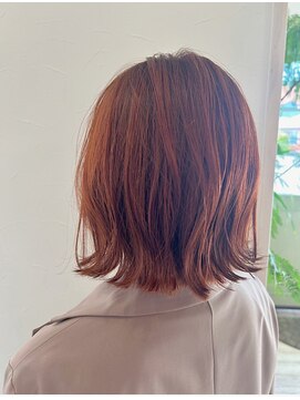 フゥカ 売市店(fuka) オレンジベージュカラー×切りっぱなしボブ