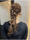 縮みおろし/ポニーテールアレンジ/結婚式アレンジ