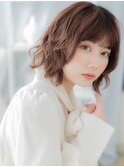 レイヤーボブパーマ前下がりウルフミディアムa越谷20代30代40代!