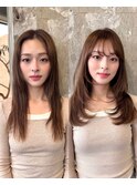 ミディアムレイヤーカット/20代30代40代/顔周りカットワンカール