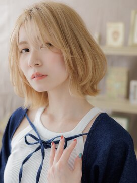 カバーヘアアンドスパ ブリス 浦和(COVER HAIR&SPA bliss) ブリーチオンカラー金髪ニュアンスパーマボブディA4浦和20代30代