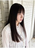 姫カット 黒髪ロング ぱっつん 髪質改善トリートメント