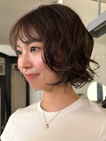 アンプラグド(unplugged)&nbsp;大きめカールボブパーマ/透明感カラー