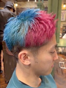モナン 新宿(Monan) ツートーンダブルカラー レッド ブルー
