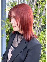 アース 郡山コスモス通り店(HAIR&MAKE EARTH) 鮮やかレッドのミディアムレイヤー