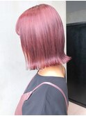 ピンクボブ_オリーブカラーハイライトカラー_ba308113