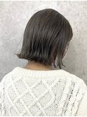 外ハネボブ　切りっぱなしボブ　オリーブグレージュ　20代30代