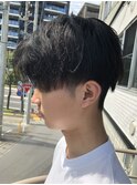 メンズセンターパートストレートマッシュ