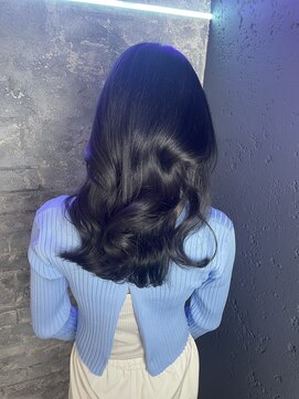 プライズ 成増店(prize) セミディアッシュブラックシアーカラー成増カールヘア成増