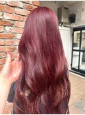 【白石】ブリーチなしチェリーレッド暖色赤髪艶カラー原宿