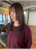 【あきら】セミロングレイヤーカットハッシュカット透明感カラー