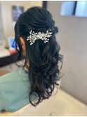 大人可愛い上品ハーフアップ×ウェーブアレンジ/ヘアアレンジ