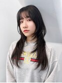 ロング顔周りレイヤーウルフレイヤー美髪韓国ヘア_ba551701