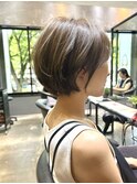 髪質改善ストレート縮毛矯正ショートボブ白髪ぼかしハイライト