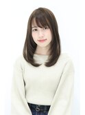 30代・40代黒髪暗髪アッシュ小顔グレージュくびれセミディ